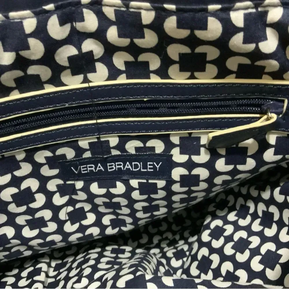VERA BRADLEY Drawstring Backpack In Navy Blue Faux Leather Vegan